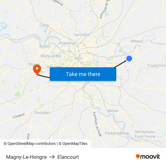 Magny-Le-Hongre to Elancourt map