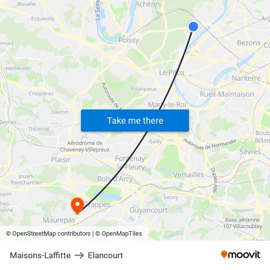 Maisons-Laffitte to Elancourt map
