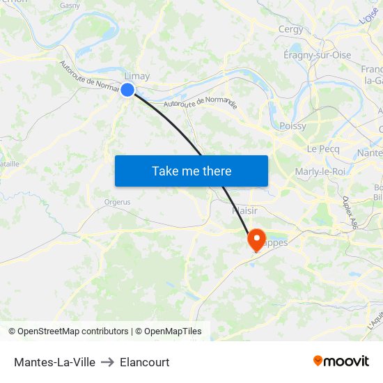 Mantes-La-Ville to Elancourt map