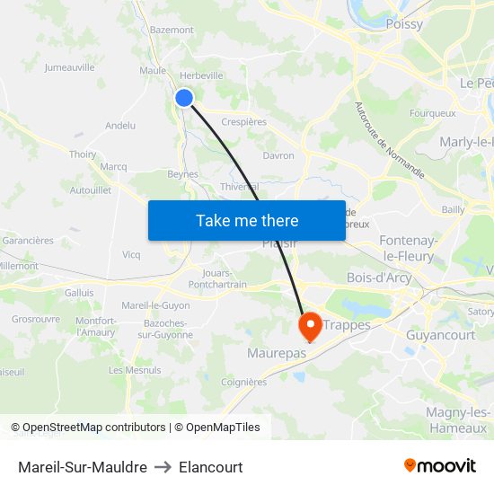 Mareil-Sur-Mauldre to Elancourt map