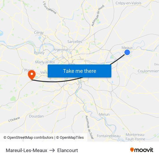 Mareuil-Les-Meaux to Elancourt map