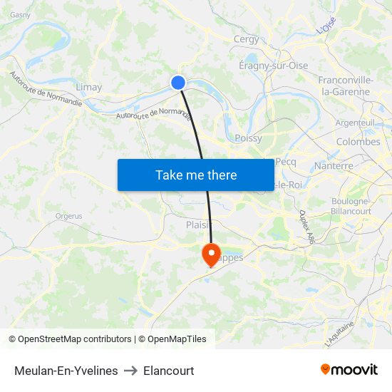 Meulan-En-Yvelines to Elancourt map