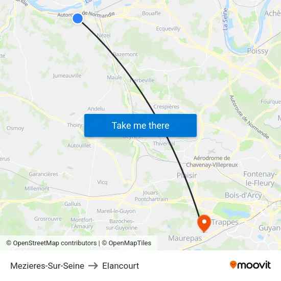 Mezieres-Sur-Seine to Elancourt map