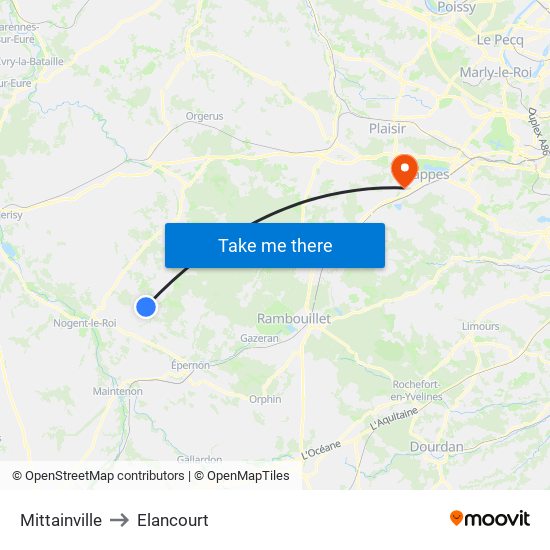 Mittainville to Elancourt map