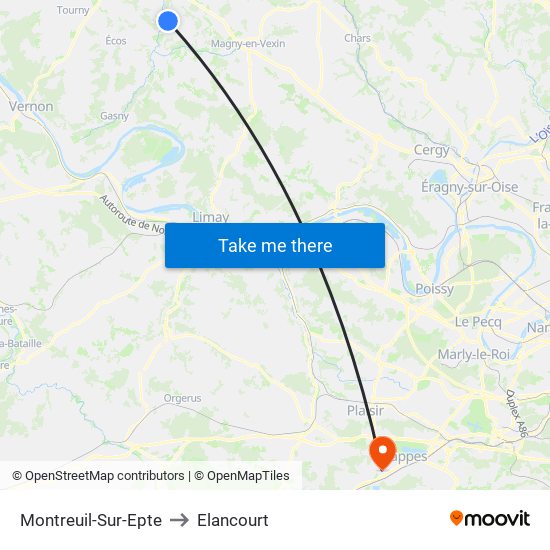Montreuil-Sur-Epte to Elancourt map