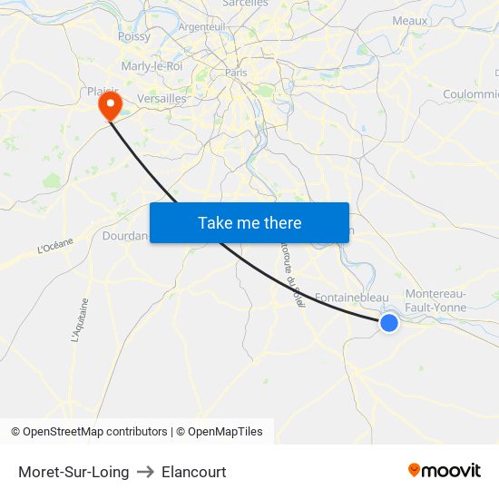 Moret-Sur-Loing to Elancourt map