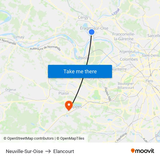 Neuville-Sur-Oise to Elancourt map