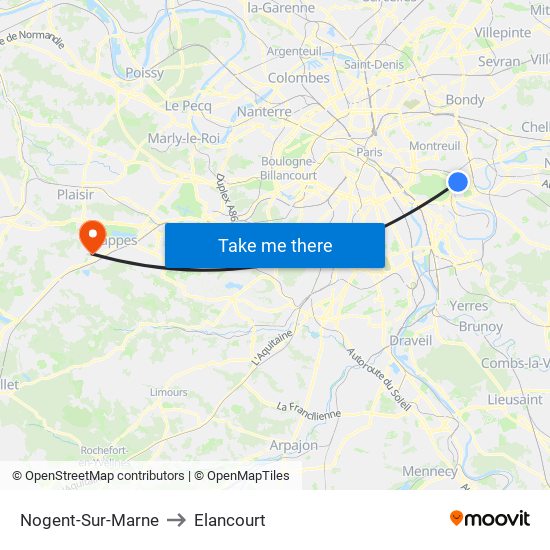 Nogent-Sur-Marne to Elancourt map