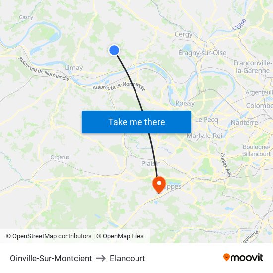 Oinville-Sur-Montcient to Elancourt map