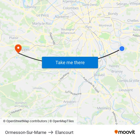 Ormesson-Sur-Marne to Elancourt map