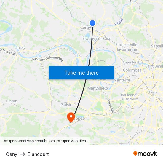 Osny to Elancourt map