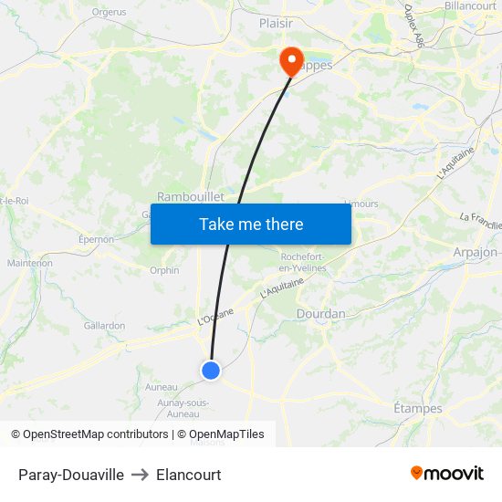 Paray-Douaville to Elancourt map