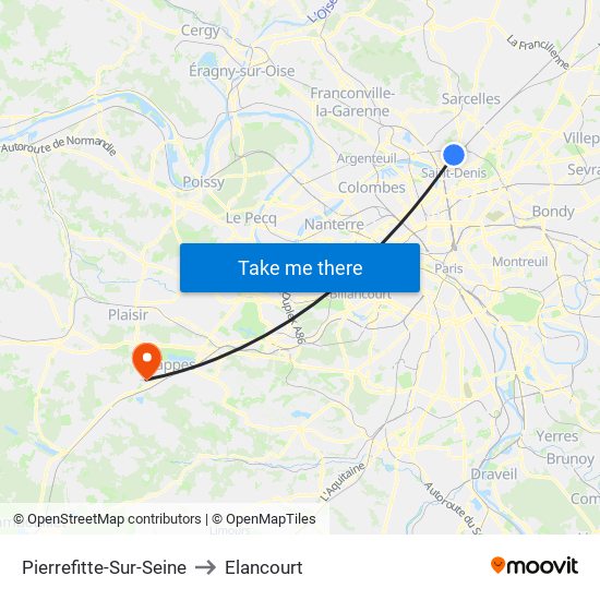 Pierrefitte-Sur-Seine to Elancourt map