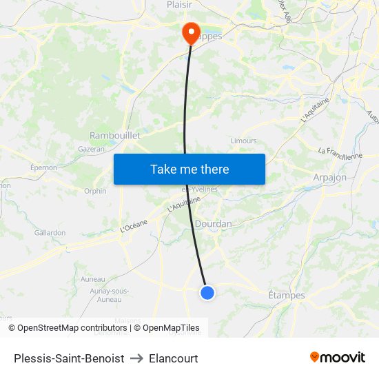 Plessis-Saint-Benoist to Elancourt map