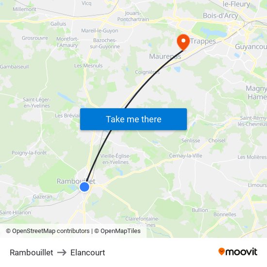 Rambouillet to Elancourt map