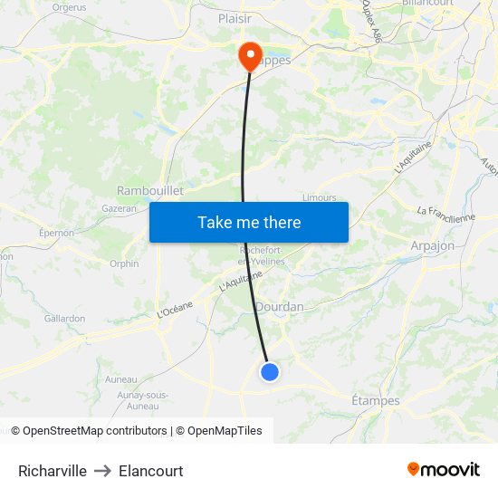 Richarville to Elancourt map