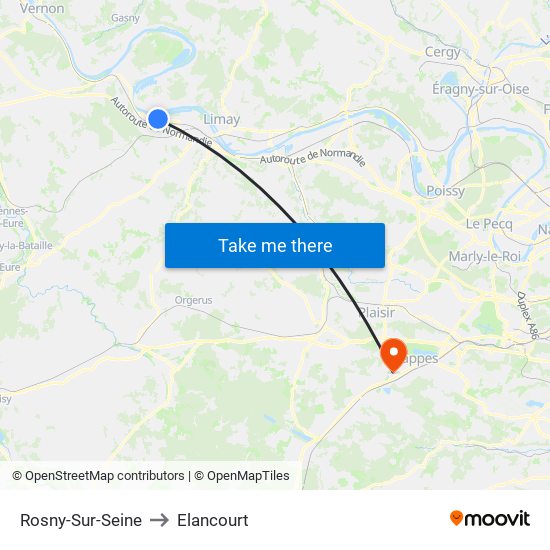 Rosny-Sur-Seine to Elancourt map