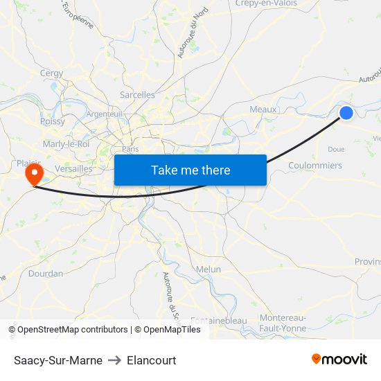 Saacy-Sur-Marne to Elancourt map