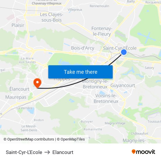 Saint-Cyr-L'Ecole to Elancourt map