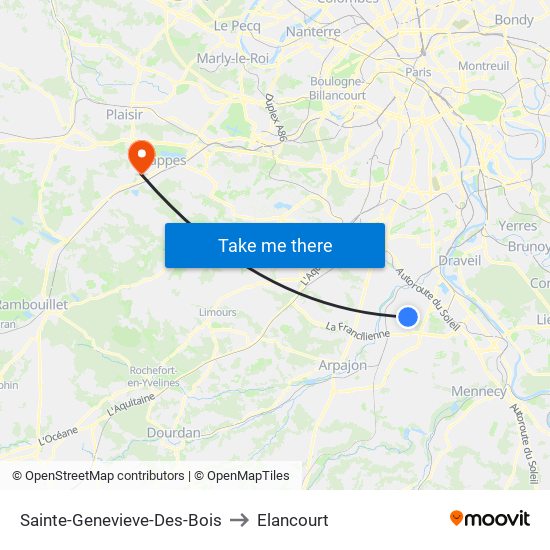Sainte-Genevieve-Des-Bois to Elancourt map