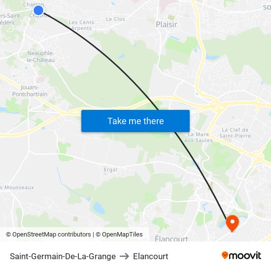 Saint-Germain-De-La-Grange to Elancourt map