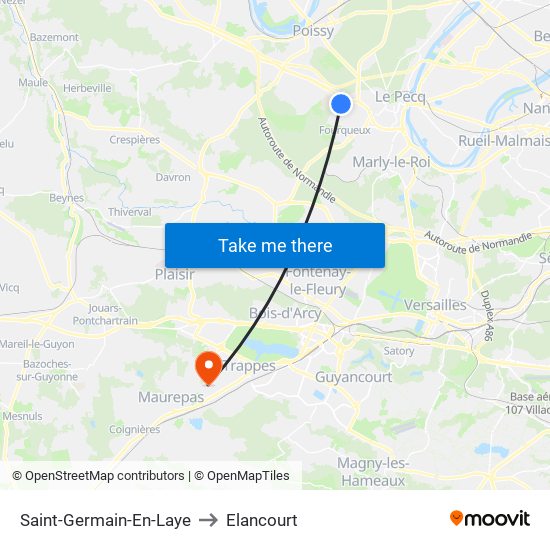 Saint-Germain-En-Laye to Elancourt map