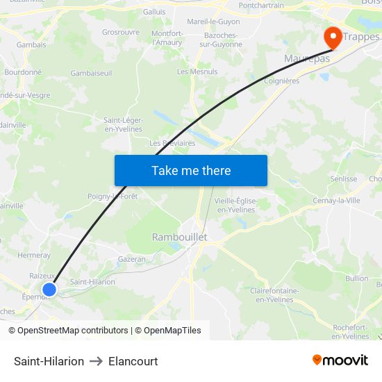 Saint-Hilarion to Elancourt map