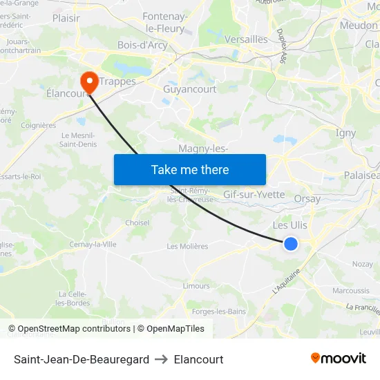 Saint-Jean-De-Beauregard to Elancourt map