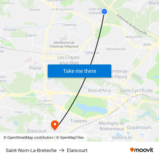 Saint-Nom-La-Breteche to Elancourt map