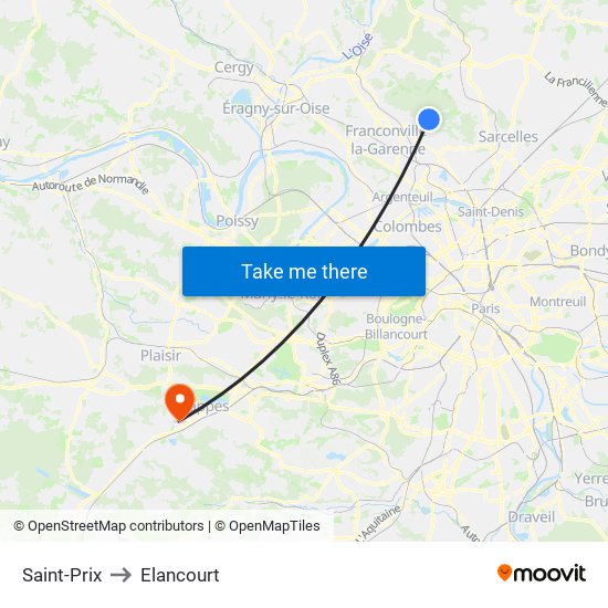 Saint-Prix to Elancourt map