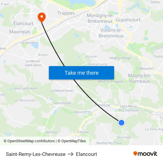 Saint-Remy-Les-Chevreuse to Elancourt map