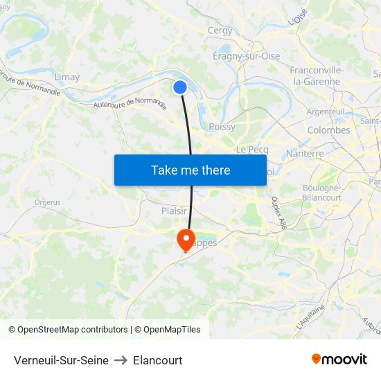 Verneuil-Sur-Seine to Elancourt map