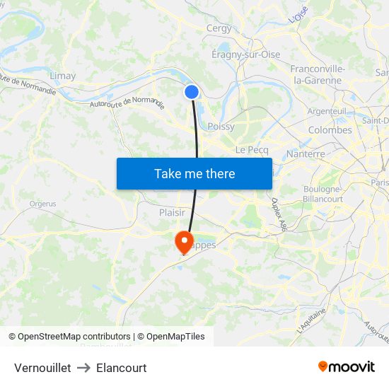 Vernouillet to Elancourt map