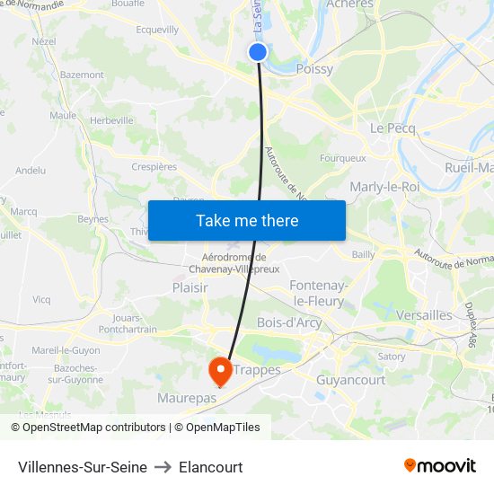 Villennes-Sur-Seine to Elancourt map