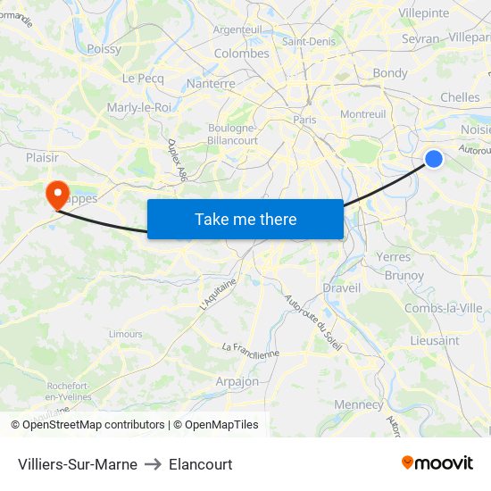 Villiers-Sur-Marne to Elancourt map