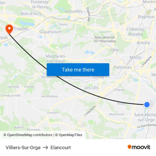 Villiers-Sur-Orge to Elancourt map