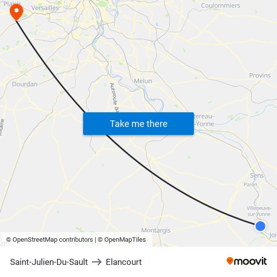 Saint-Julien-Du-Sault to Elancourt map