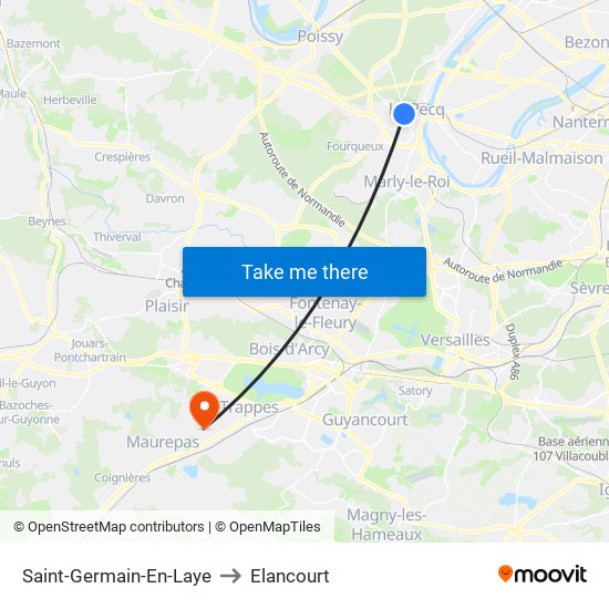 Saint-Germain-En-Laye to Elancourt map