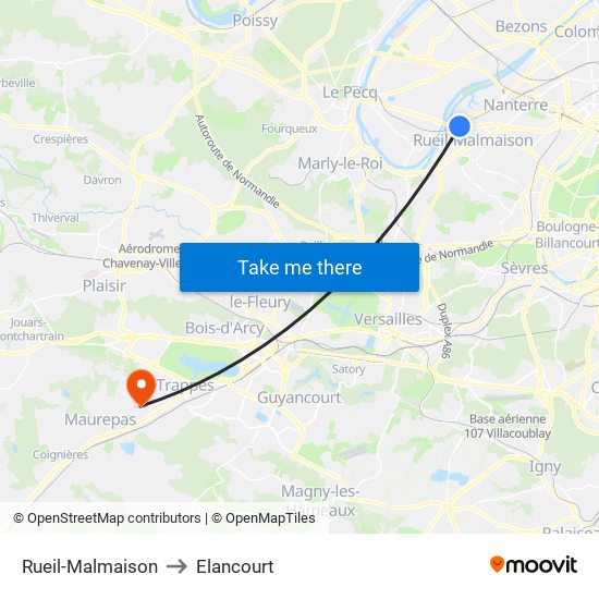 Rueil-Malmaison to Elancourt map