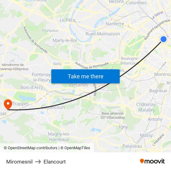 Miromesnil to Elancourt map