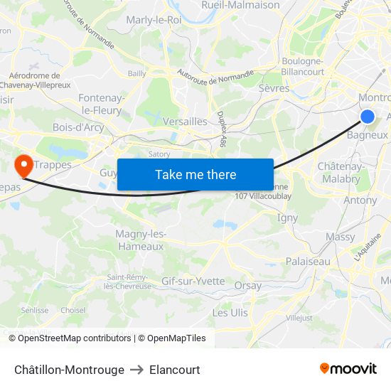 Châtillon-Montrouge to Elancourt map