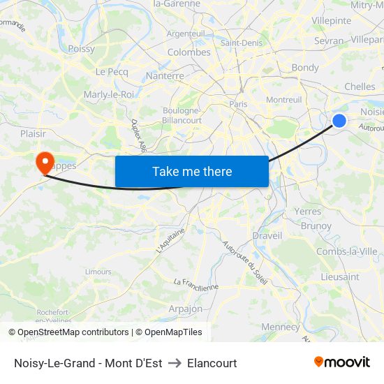 Noisy-Le-Grand - Mont D'Est to Elancourt map