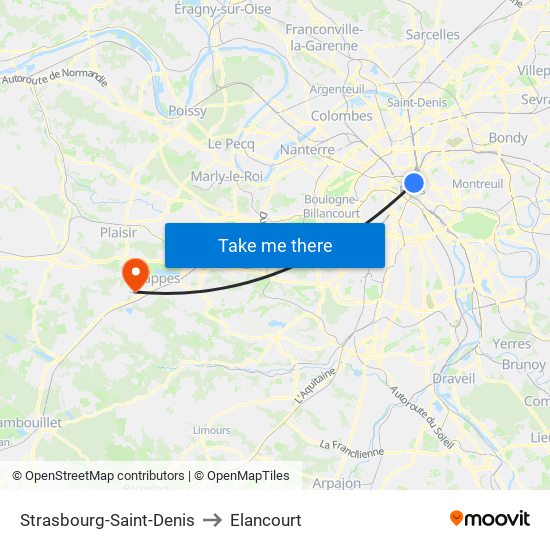 Strasbourg-Saint-Denis to Elancourt map