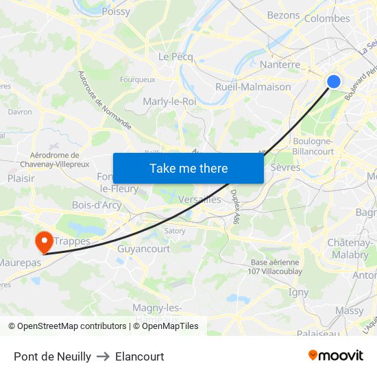 Pont de Neuilly to Elancourt map