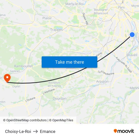 Choisy-Le-Roi to Emance map