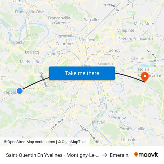 Saint-Quentin En Yvelines - Montigny-Le-Bretonneux to Emerainville map