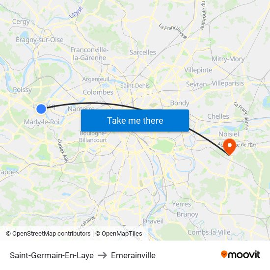 Saint-Germain-En-Laye to Emerainville map