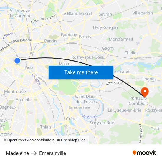 Madeleine to Emerainville map