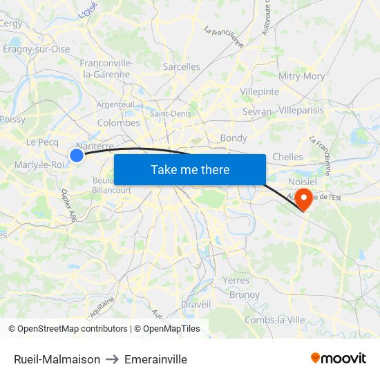 Rueil-Malmaison to Emerainville map