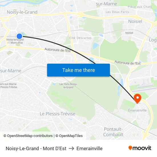 Noisy-Le-Grand - Mont D'Est to Emerainville map